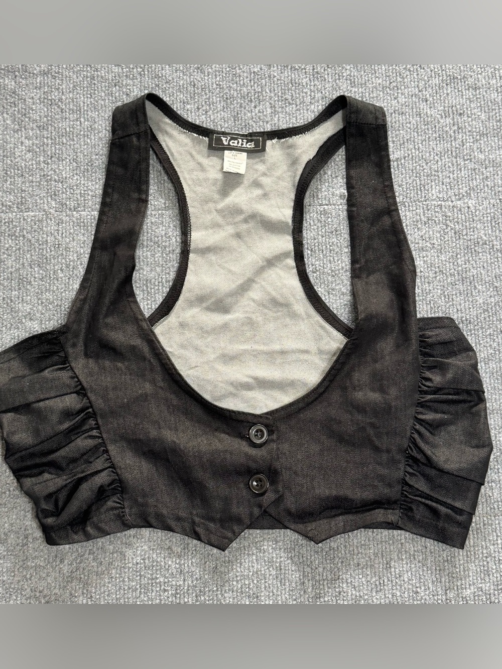 Valia Cyber Grunge Cropped Vest Steampunk Corporate Goth Racerback Ruched L
